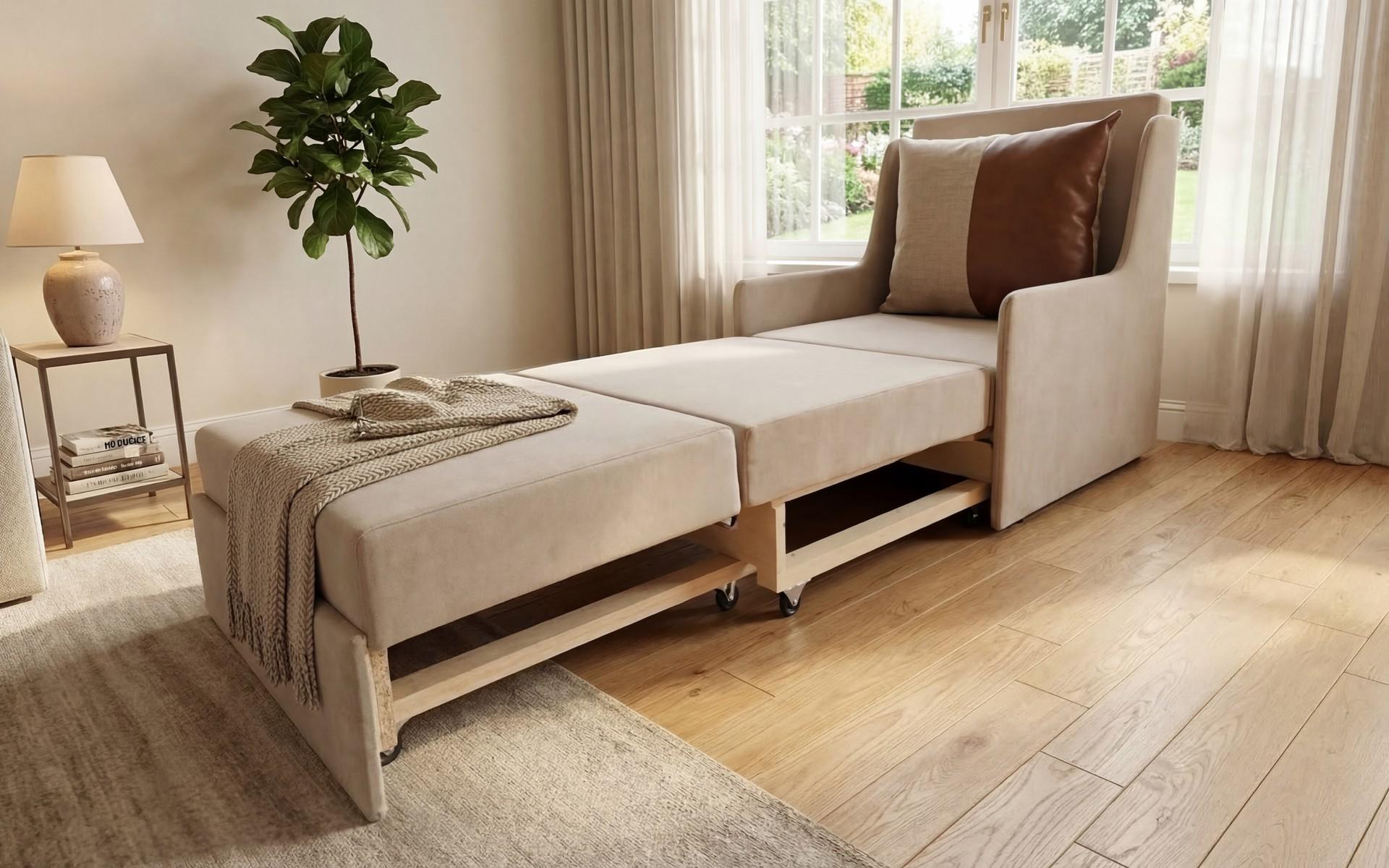 Extendable armchair Addison XXXS, light beige + light brown  3
